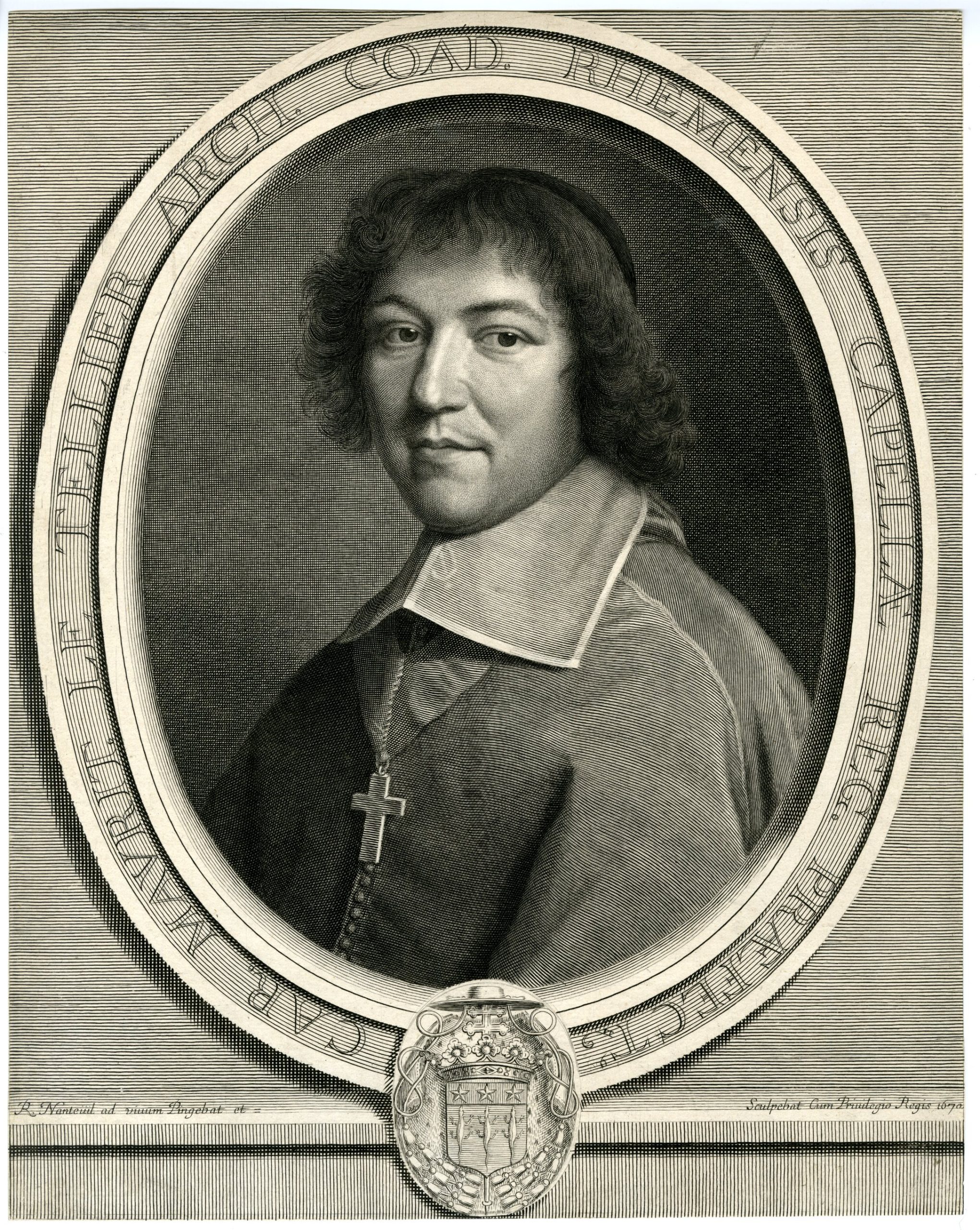 , Antique Master Print-CHARLES-MAURICE-LE-TELLIER-PORTRAIT-Nanteuil-1661, Pictura Antique Prints