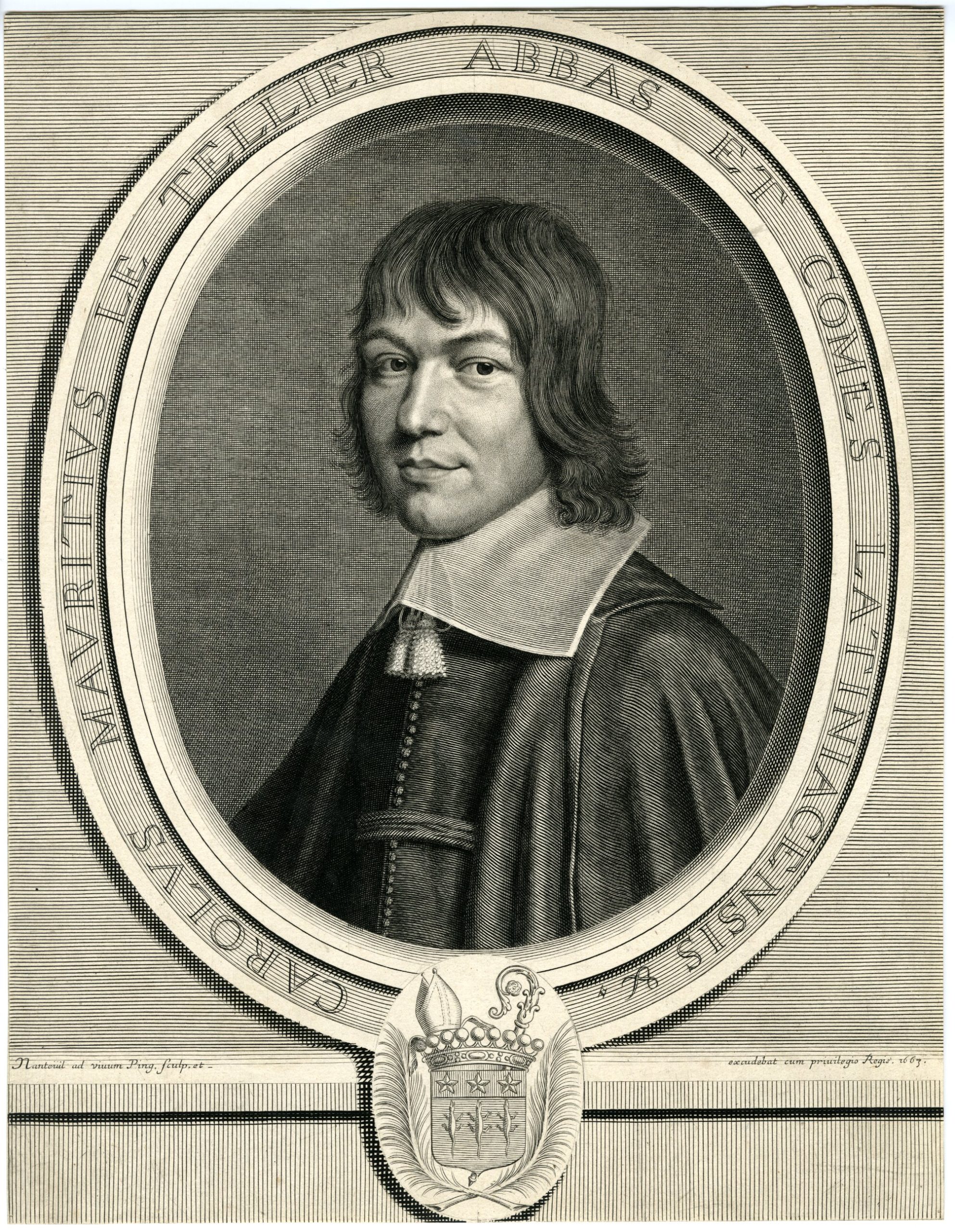 , Antique Master Print-CHARLES-MAURICE-LE-TELLIER-PORTRAIT-Nanteuil-1661, Pictura Antique Prints