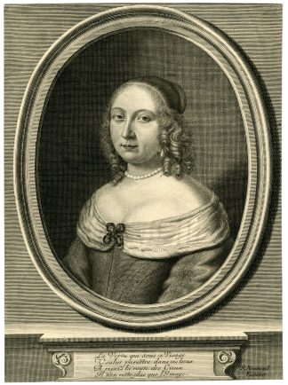 2-Antique Master Prints-MADAME-MELCHIOR-DE-GILLIER-PORTRAIT-Nanteuil-1652