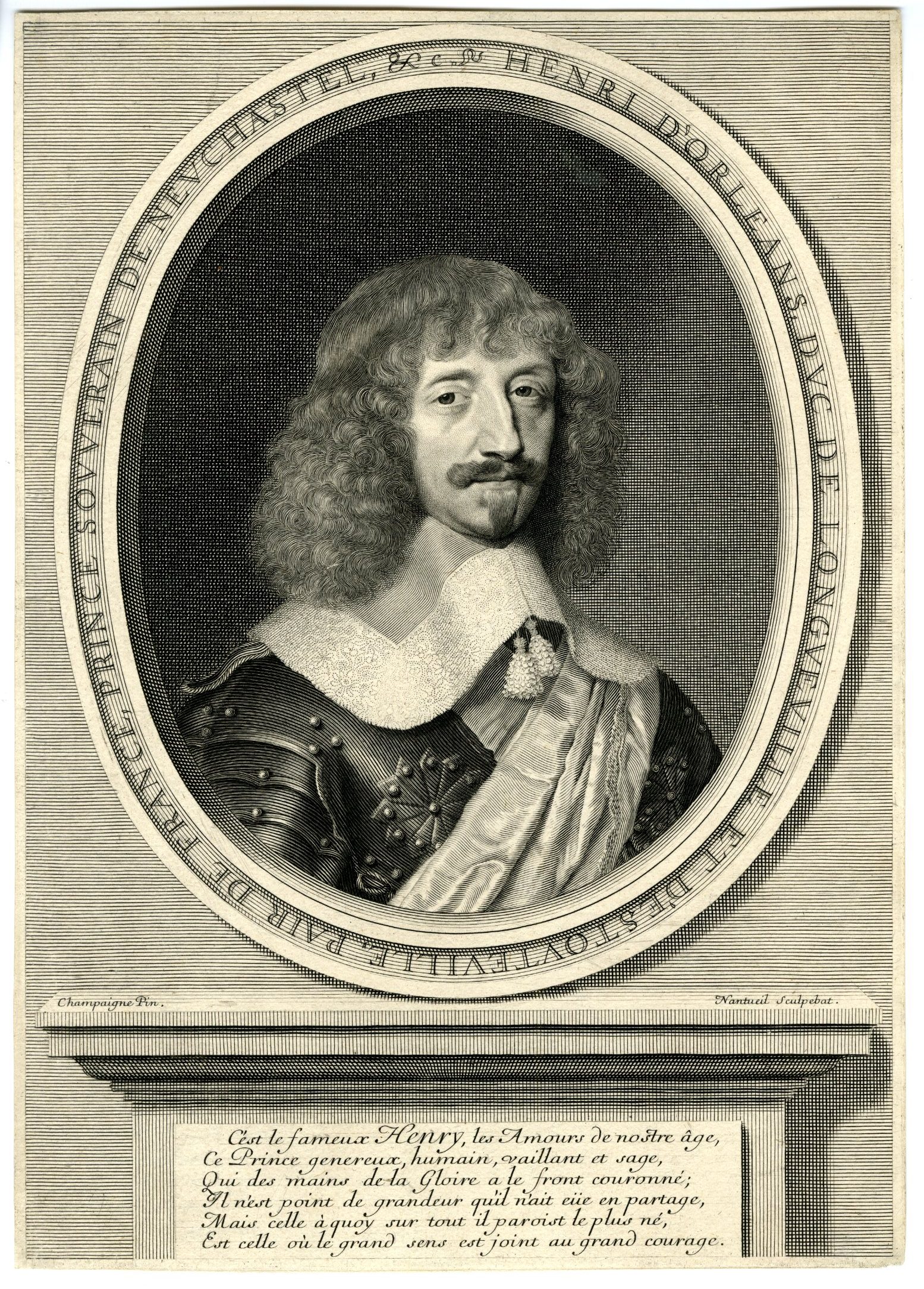 , Antique Master Print-HENRI-II-DORLEANS-DUC-LONGUEVILLE-Nanteuil-Champaigne-1655, Pictura Antique Prints