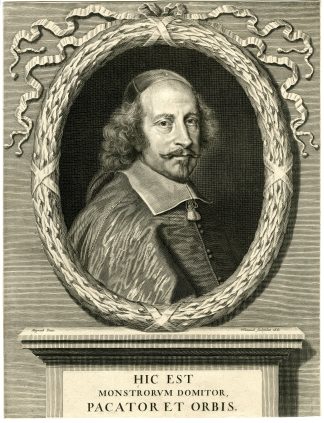 Antique Master Print-CARDINAL-JULES-MAZARIN-PORTRAIT-Nanteuil-Mignard-1661