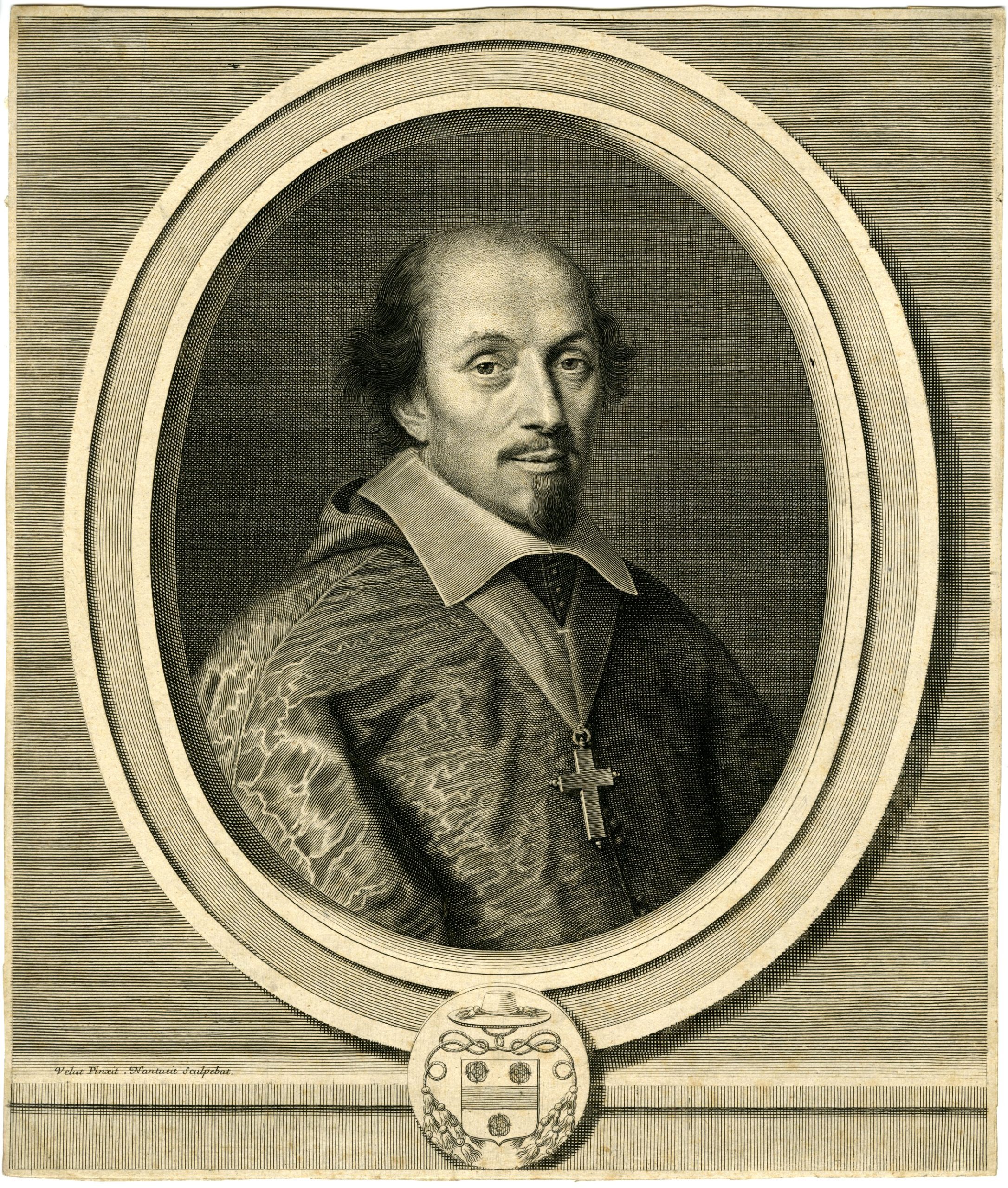 , Antique Master Print-FRANCOIS-MALLIER-DU-HOUSSAY-PORTRAIT-Nanteuil-Velut-1656, Pictura Antique Prints