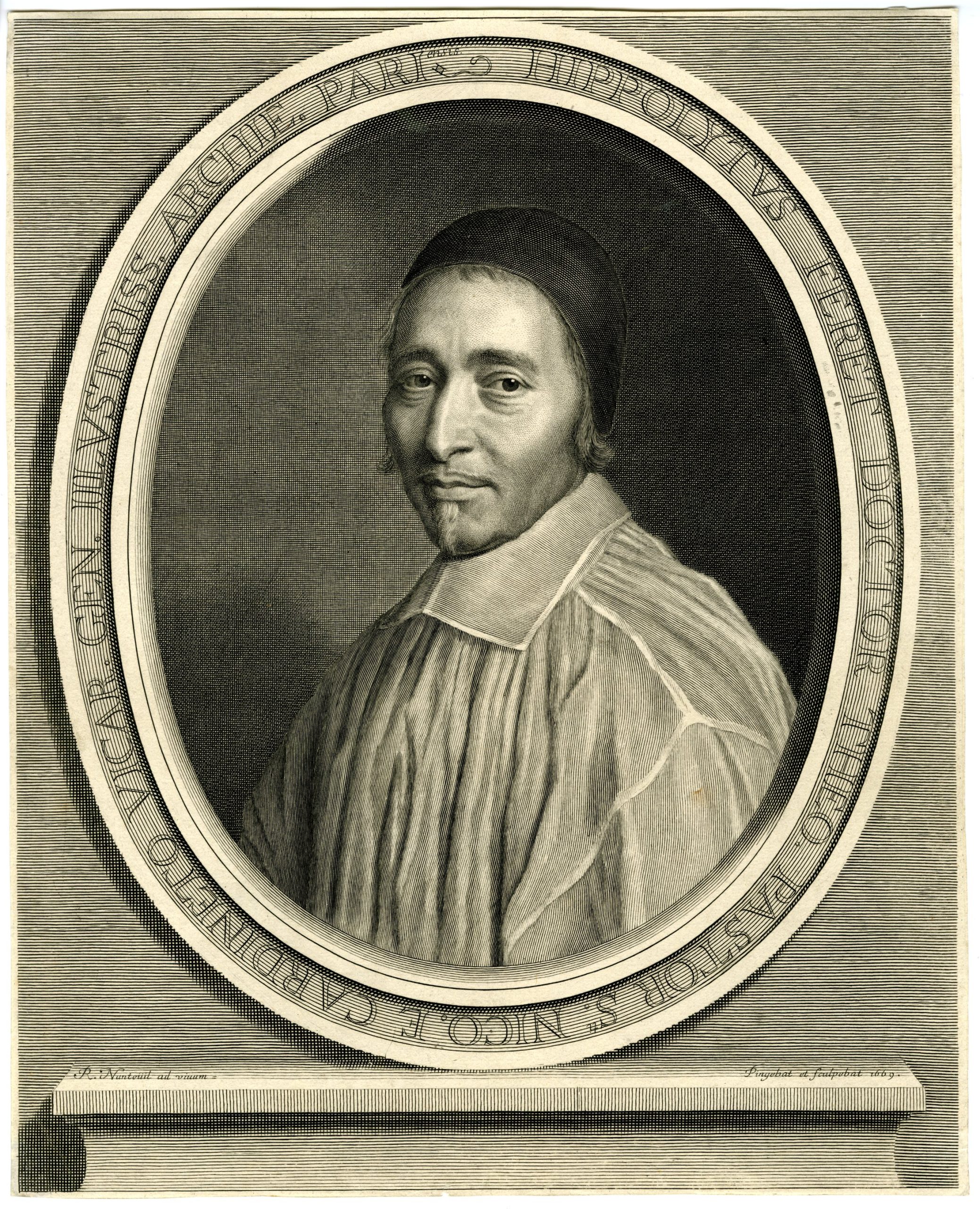 , Antique Master Print-HIPPOLYTE-FERET-PORTRAIT-Nanteuil-1669, Pictura Antique Prints