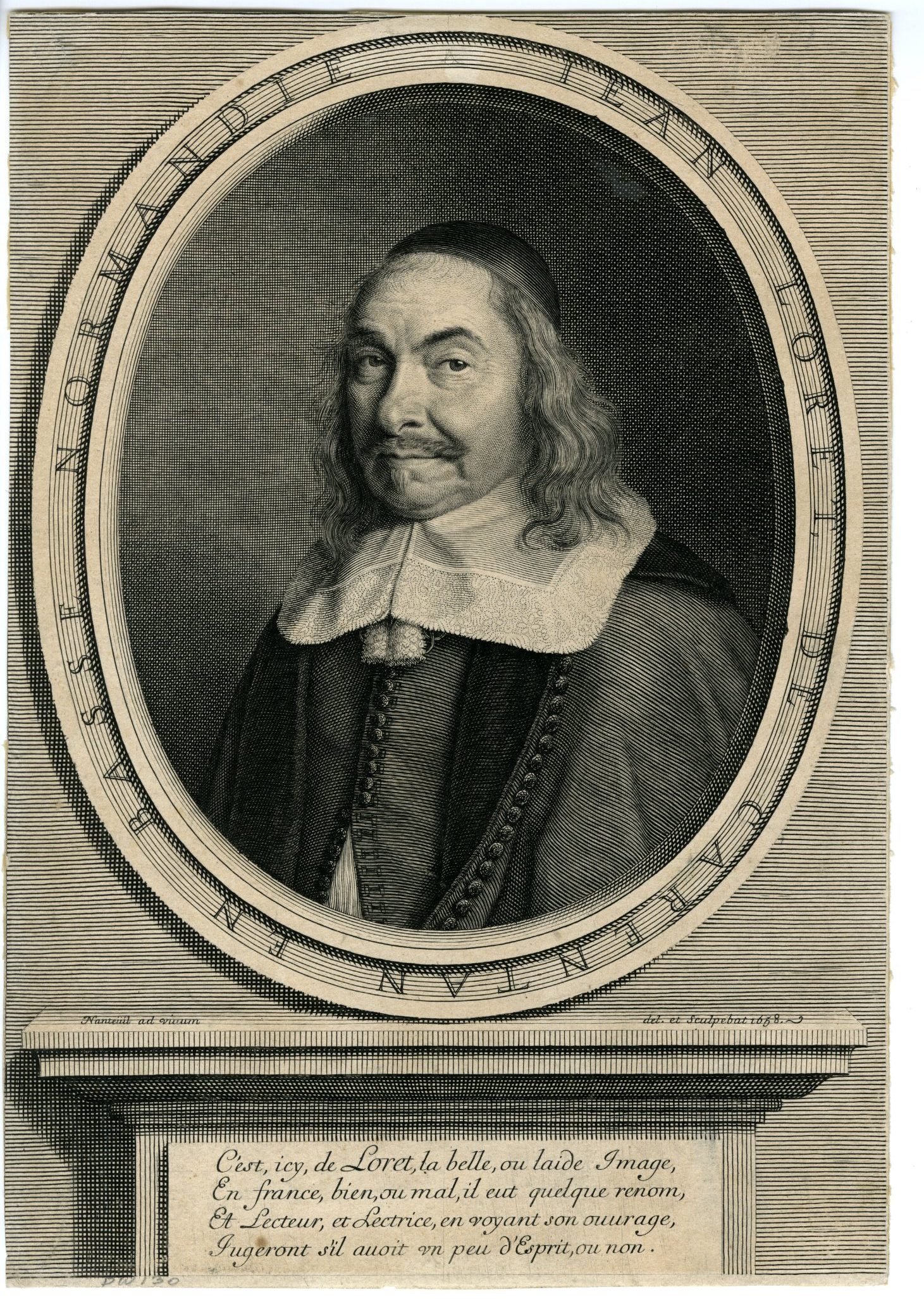 , Antique Master Print-JEAN-LORET DE CARANTAN-PORTRAIT-Nanteuil-1658, Pictura Antique Prints