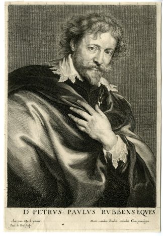 Antique Master Print-PETER-PAUL-RUBENS-PORTRAIT-Pontius-Van Dyck-c.1630-1640