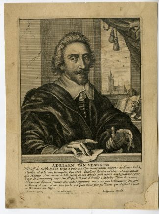 Antique Master Print-ADRIAEN-VAN-DE-VENNE-PORTRAIT-Hollar-Van de Venne-1649