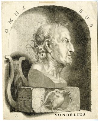 Rare-Antique Master Print-JOOST-VAN-DEN-VONDEL-PORTRAIT-ENGRAVING-Lutma-1681