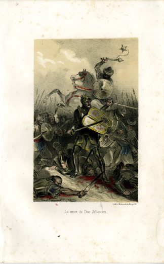 Antique Print-DEATH-DON-SEBASTIAN-PORTUGAL-BATTLE-Fragonard-1846