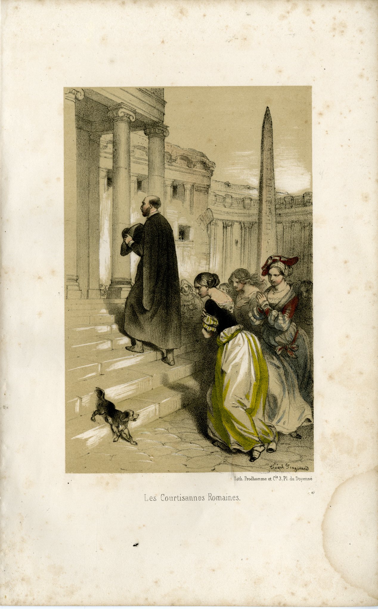 , Antique Print-ROMAN-COURTESANS-CHURCH-SCENE-Fragonard-1846, Pictura Antique Prints