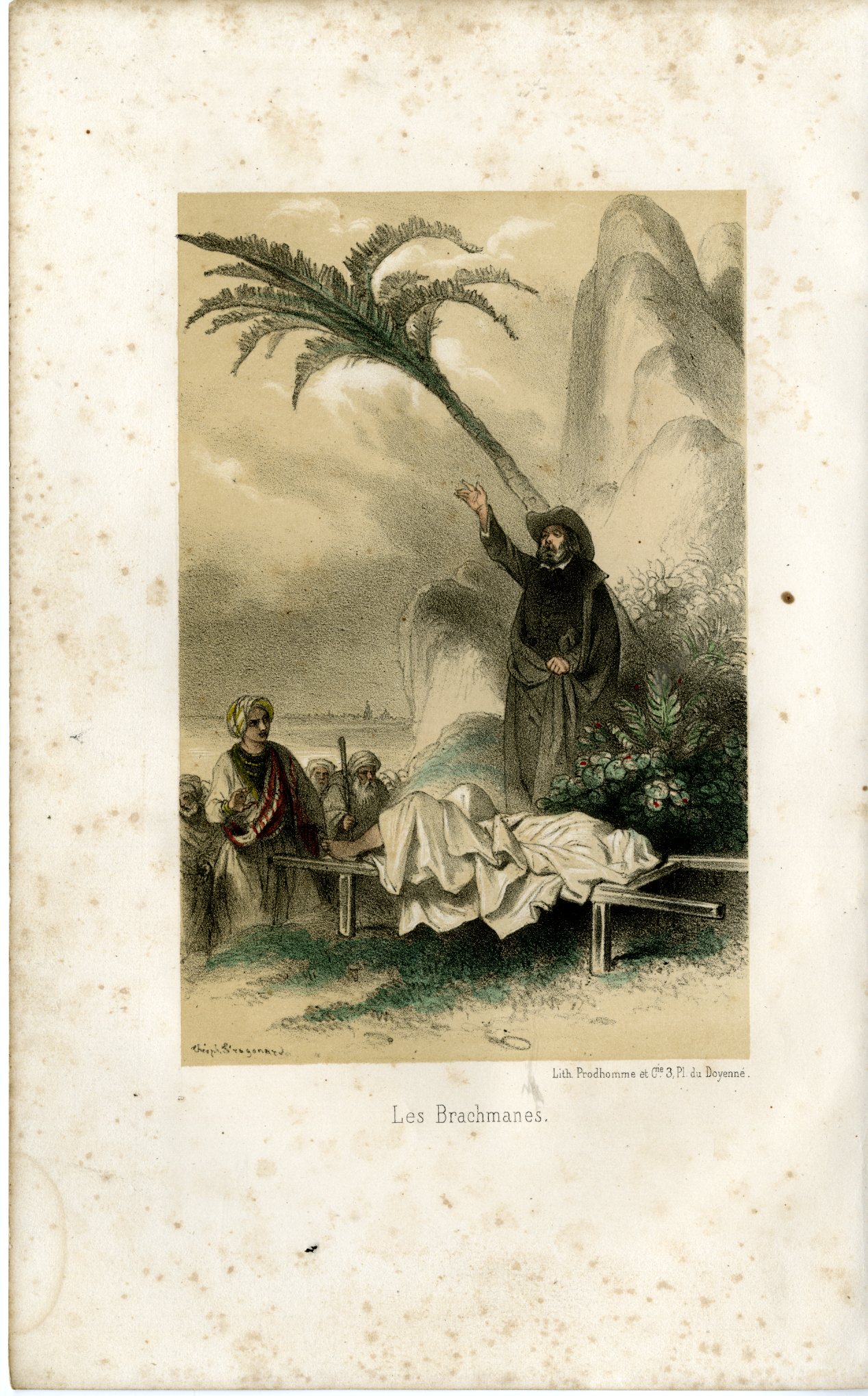 , Antique Print-BRACHMANS-INDIA-MISSIONARY-SCENE-Fragonard-1846, Pictura Antique Prints
