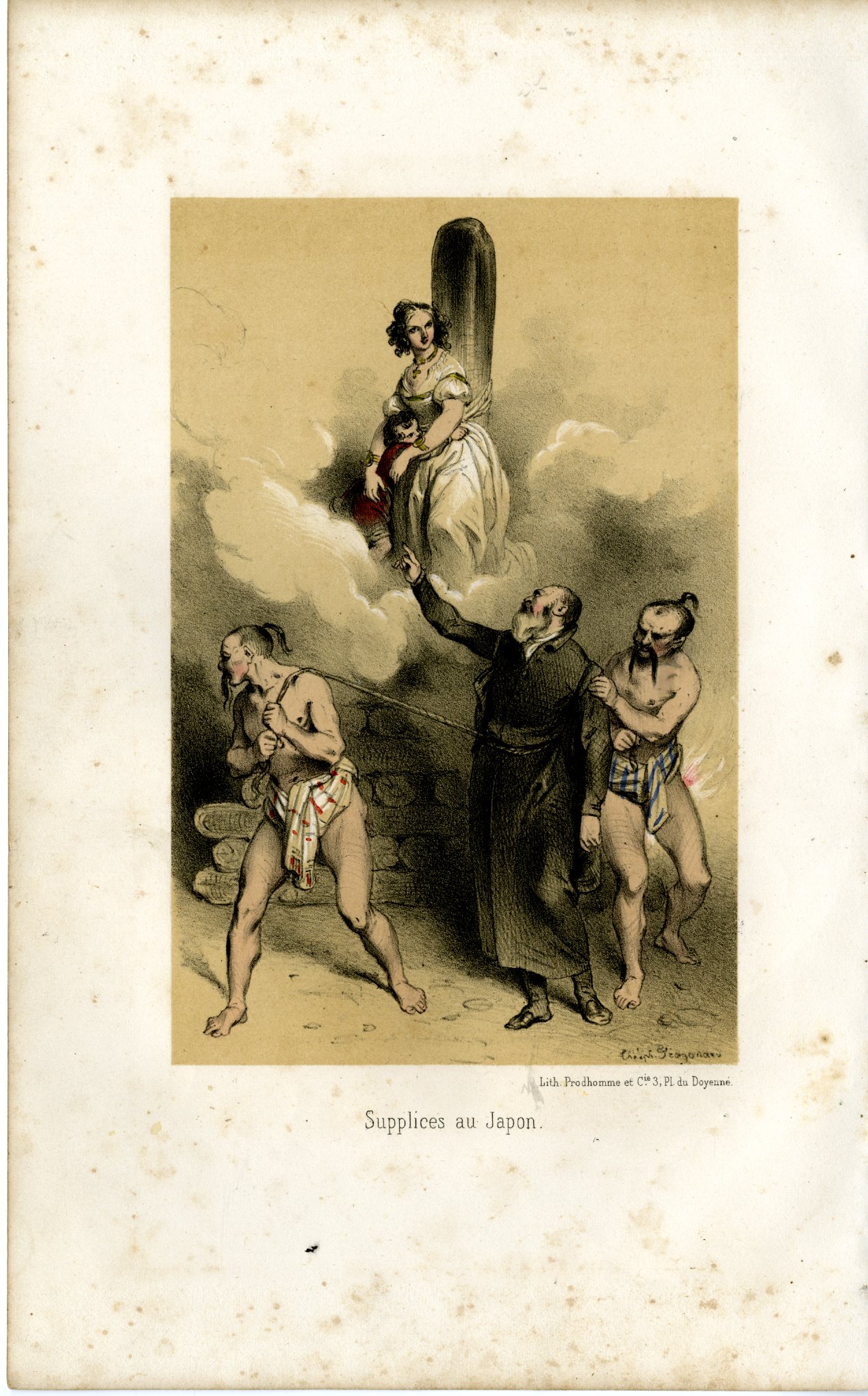 , Antique Print-MARTYRDOM-CHRISTIANS-JAPAN-MISSION-Fragonard-1846, Pictura Antique Prints