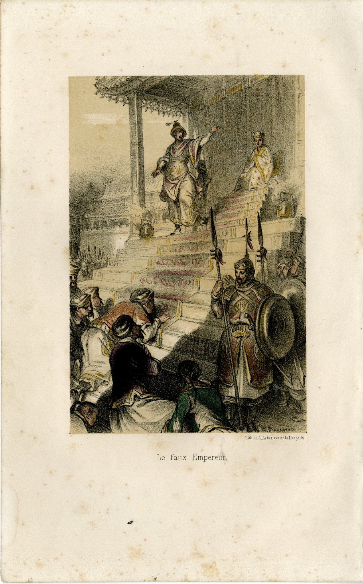 , Antique Print-FALSE-EMPEROR-COURT-SCENE-CHINA-Fragonard-1846, Pictura Antique Prints