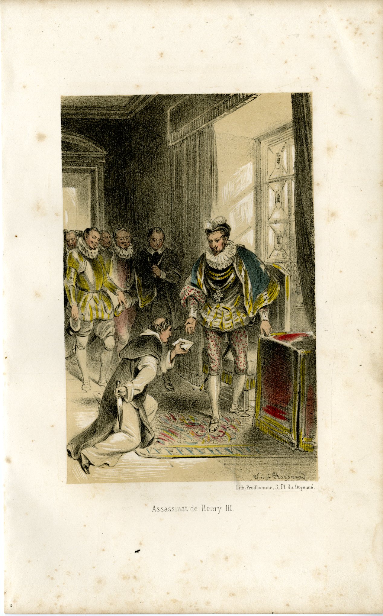 , Antique Print-ASSASSINATION-HENRY-III-FRANCE-Fragonard-1846, Pictura Antique Prints
