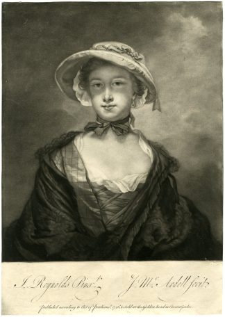 Antique Master Print-LADY-CHAMBERS-MEZZOTINT-McArdell-Reynolds-1756
