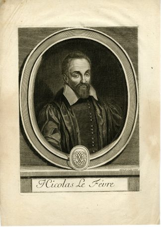 Antique Master Print-NICOLAS-LE-FEVRE-LEBURE-ALCHEMIST-CHEMIST-Edelinck-c.1690