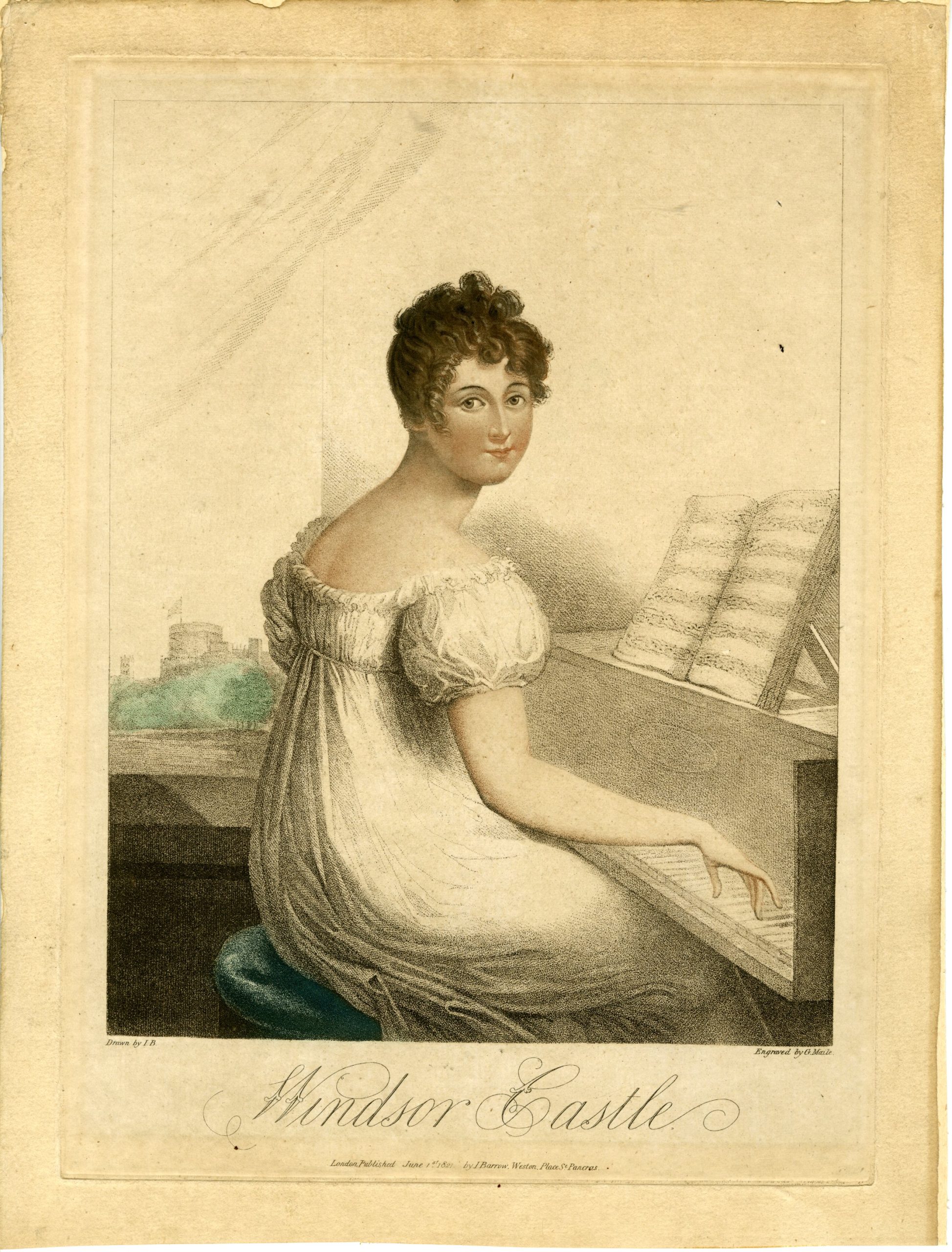 , Rare-Antique Master Print-ELIZABETH-CONYNGHAM-WINDSOR-PIANO-Maile-Barrow-1822, Pictura Antique Prints