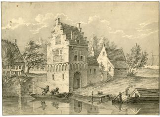 Antique Drawing - Nijmegen - View Boddelpoort - F. Hulshoff - Daniël Kerkhoff - c.1830