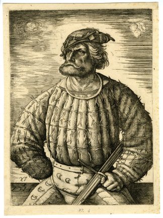 Rare-Antique Master Print-PORTRAIT OF KUNZ VON DER ROSEN-Hopfer-Burkmair-c.1520