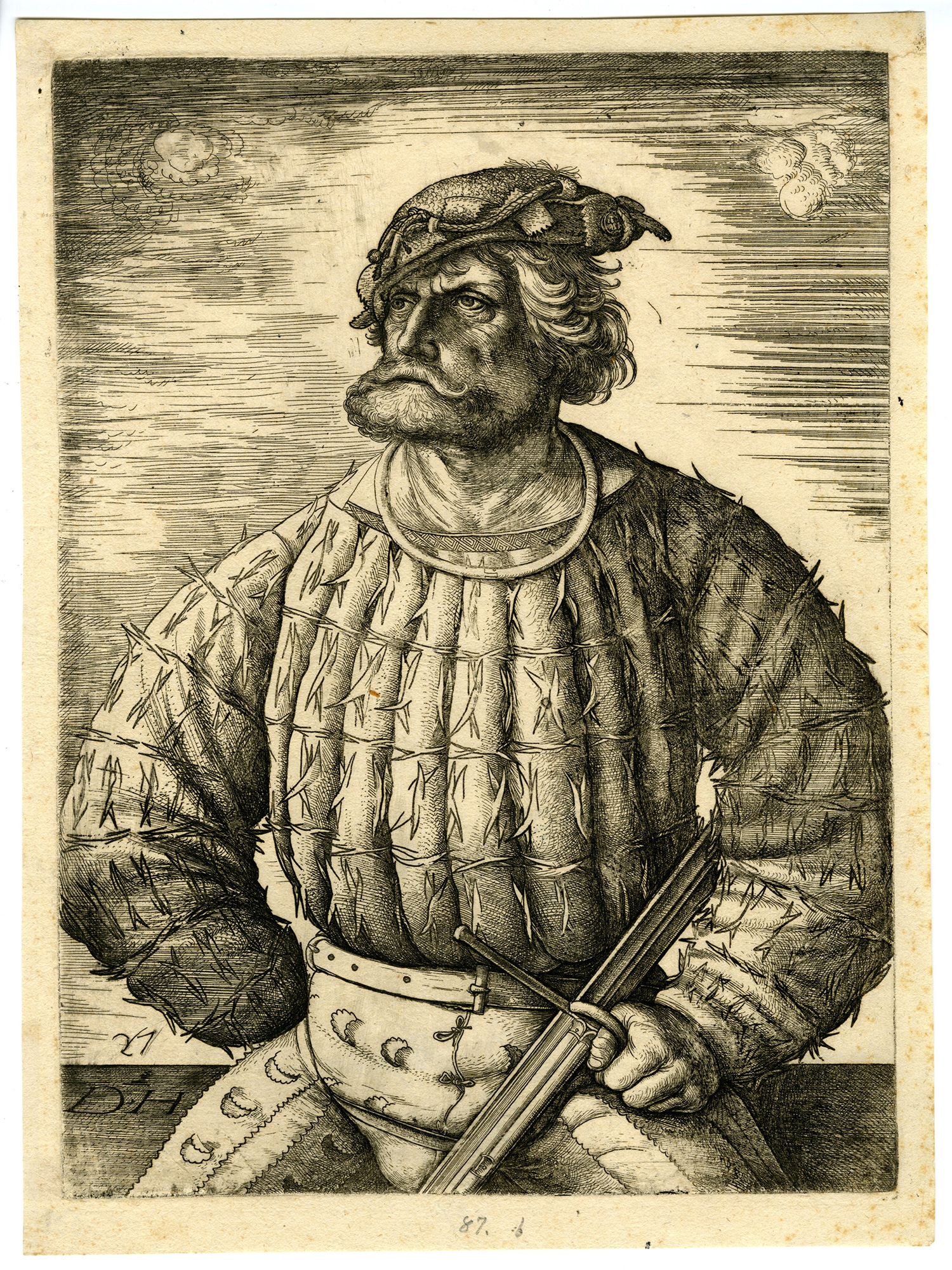 , Rare-Antique Master Print-PORTRAIT OF KUNZ VON DER ROSEN-Hopfer-Burkmair-c.1520, Pictura Antique Prints