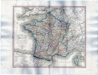Antique Map-MAP-FRANCE-MILITARY-DEPARTMENTS-ITALY-GERMANY-BELGIUM-Berthe -1830