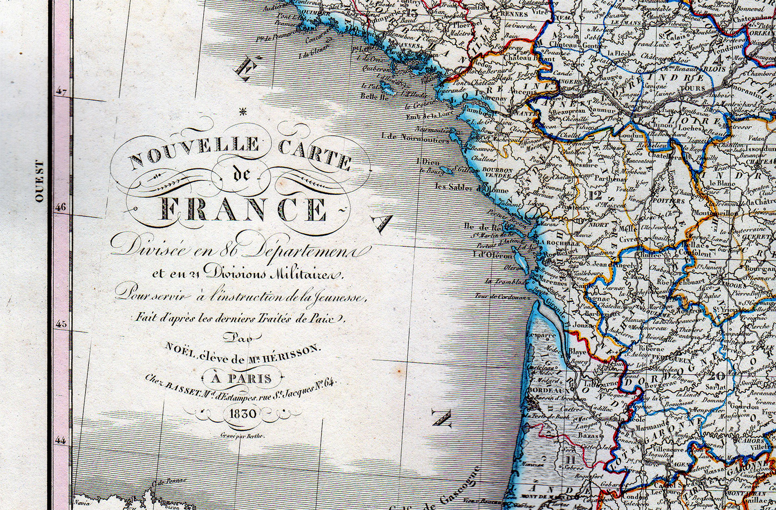 RB 3921 416x273 Antique Map-MAP-FRANCE-MILITARY-DEPARTMENTS-ITALY-GERMANY-BELGIUM-Berthe -1830 - Image 2
