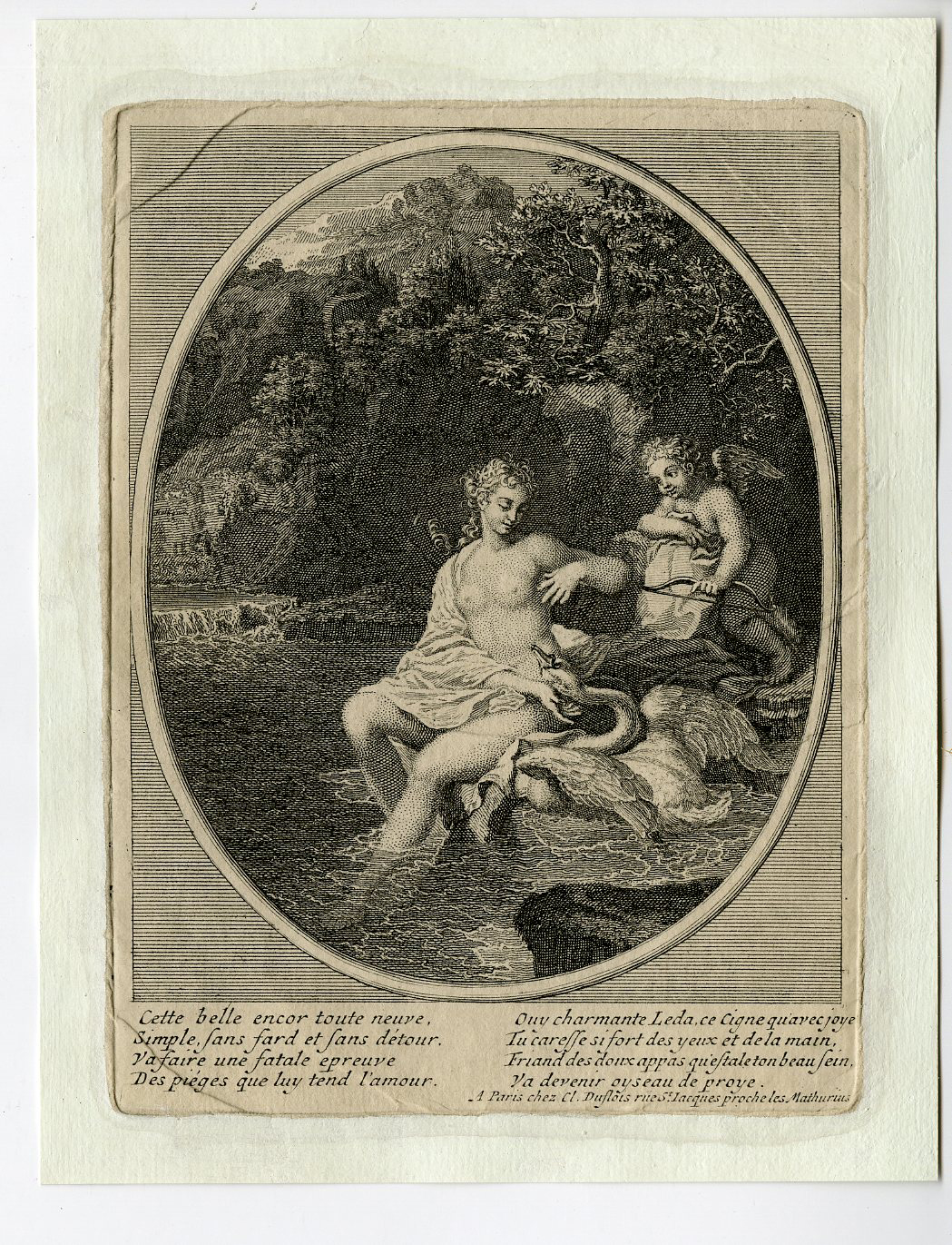 , Antique Master Print-MYTHOLOGY-ROMAN-JUPITER-SEDA-DISGUISE-SWAN-BOW-Folkema-1740, Pictura Antique Prints