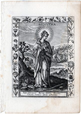Antique Master Print-PORTRAIT-SAINT COINTHA-MARTYR-ALEXANDRIA-Collaert-c1610
