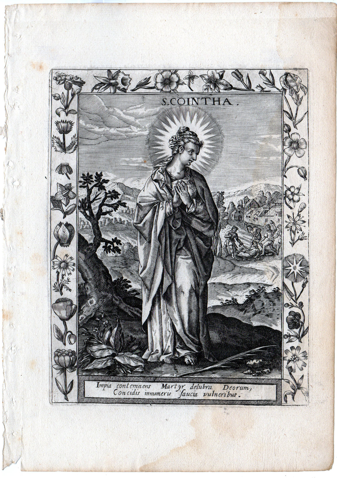 , Antique Master Print-PORTRAIT-SAINT COINTHA-MARTYR-ALEXANDRIA-Collaert-c1610, Pictura Antique Prints