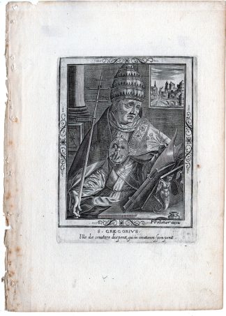 Antique Master Print-PORTRAIT-SAINT GREGORIUS THE GREAT-ROME-POPE-de Vos-c.1650