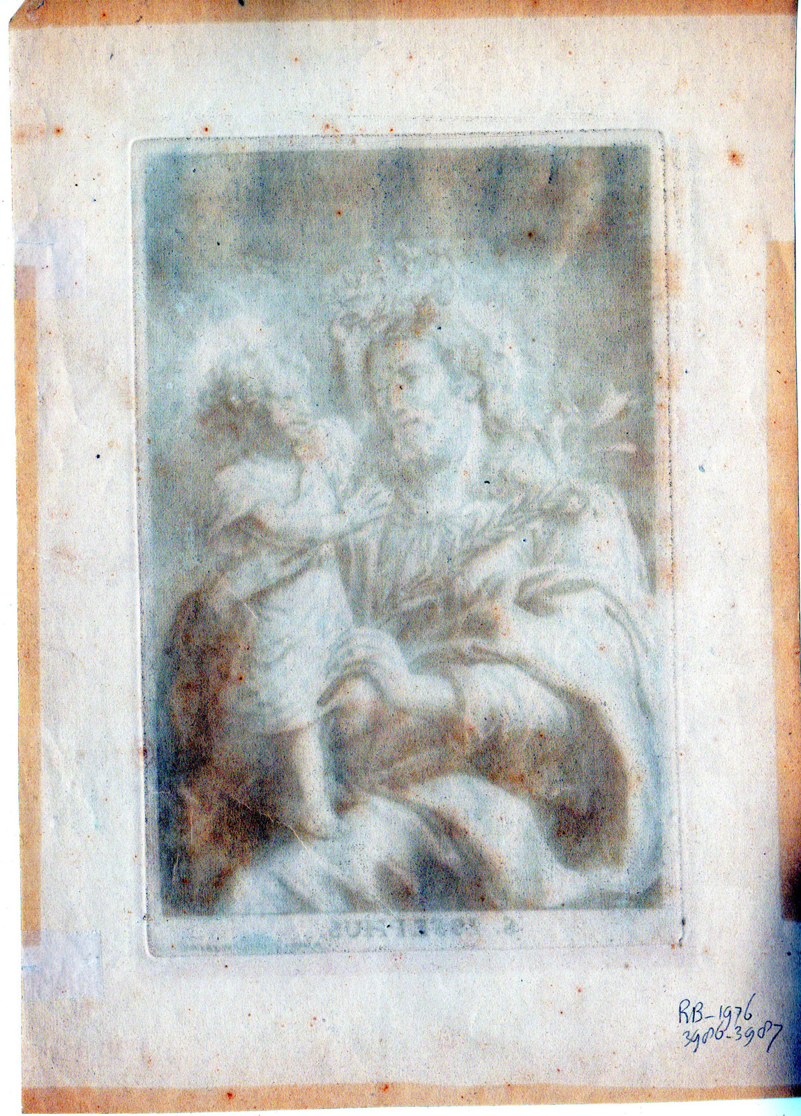 , Antique Master Print-PORTRAIT-SAINT JOSEPH-RELIGION-CHILD JESUS-Verbruggen-c1730, Pictura Antique Prints