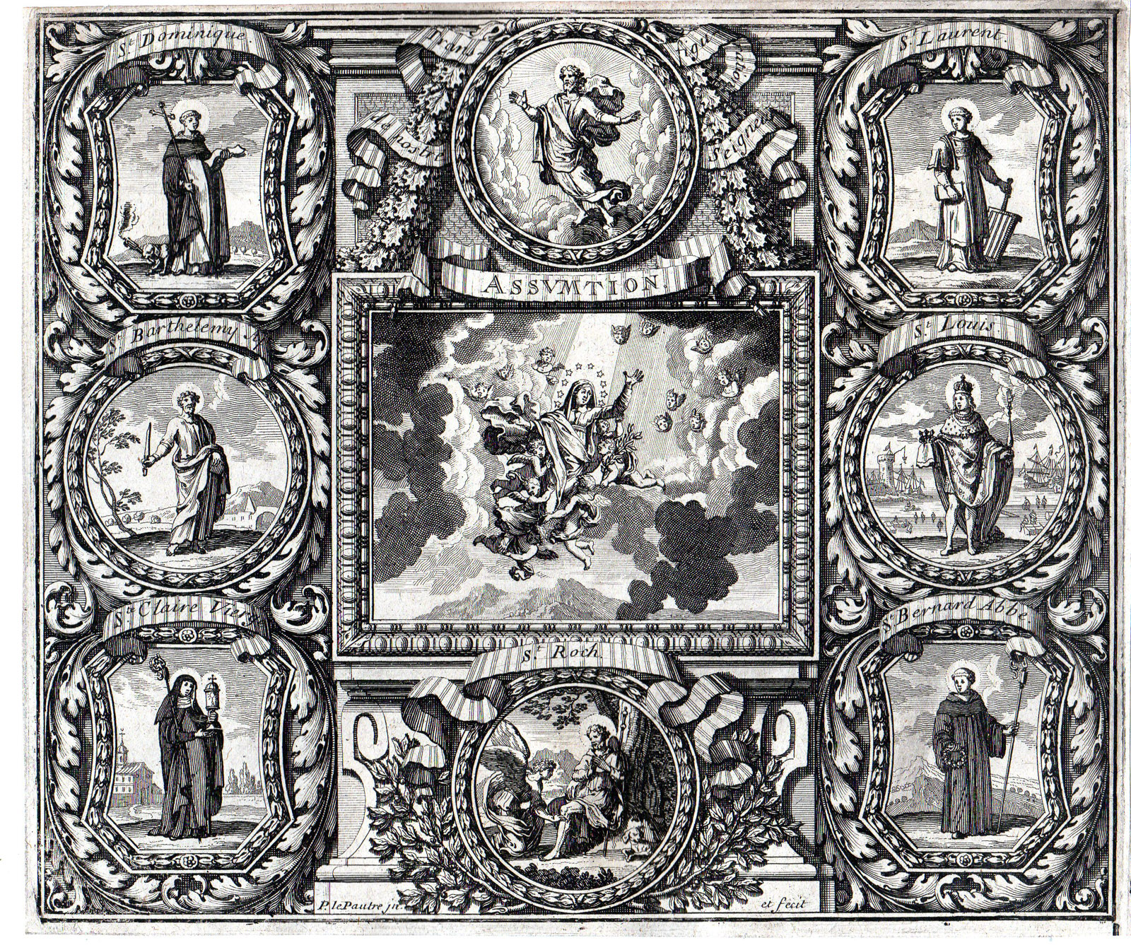 , Antique Print-SAINTS FEASTS AUGUST-PORTRAIT-SAINT DOMINIQUE-Lepautre-1685, Pictura Antique Prints