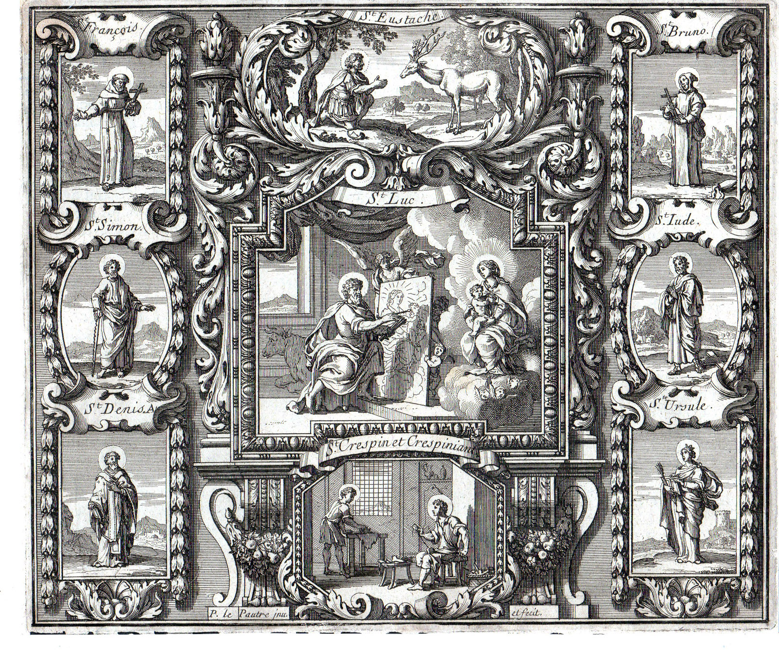 , Antique Print-SAINTS FEASTS OCTOBER-PORTRAIT-SAINT FRANCES-Lepautre-1685, Pictura Antique Prints