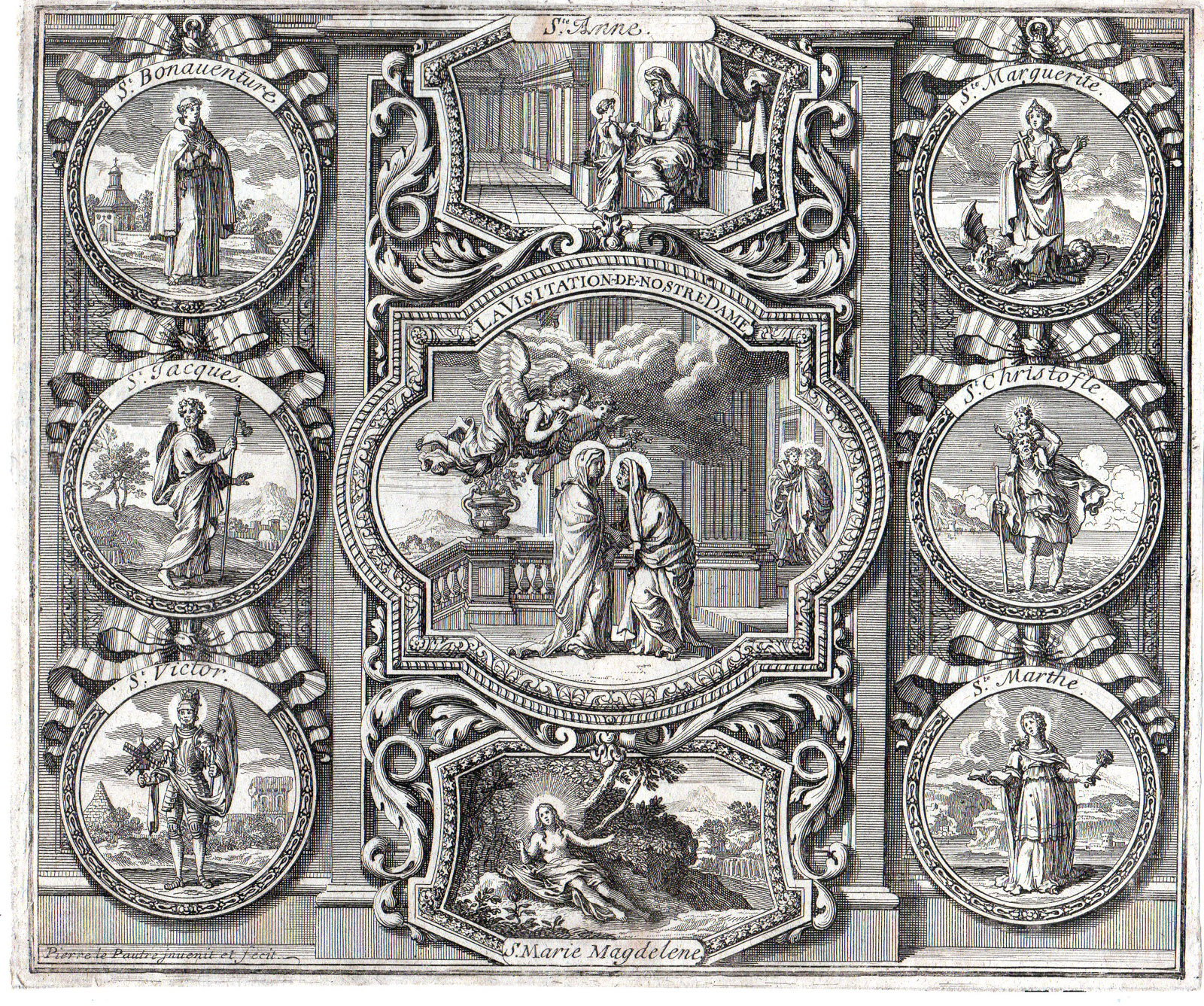 , Antique Print-SAINTS FEASTS JULY-PORTRAIT-SAINT BONAVENTURA-Lepautre-1685, Pictura Antique Prints