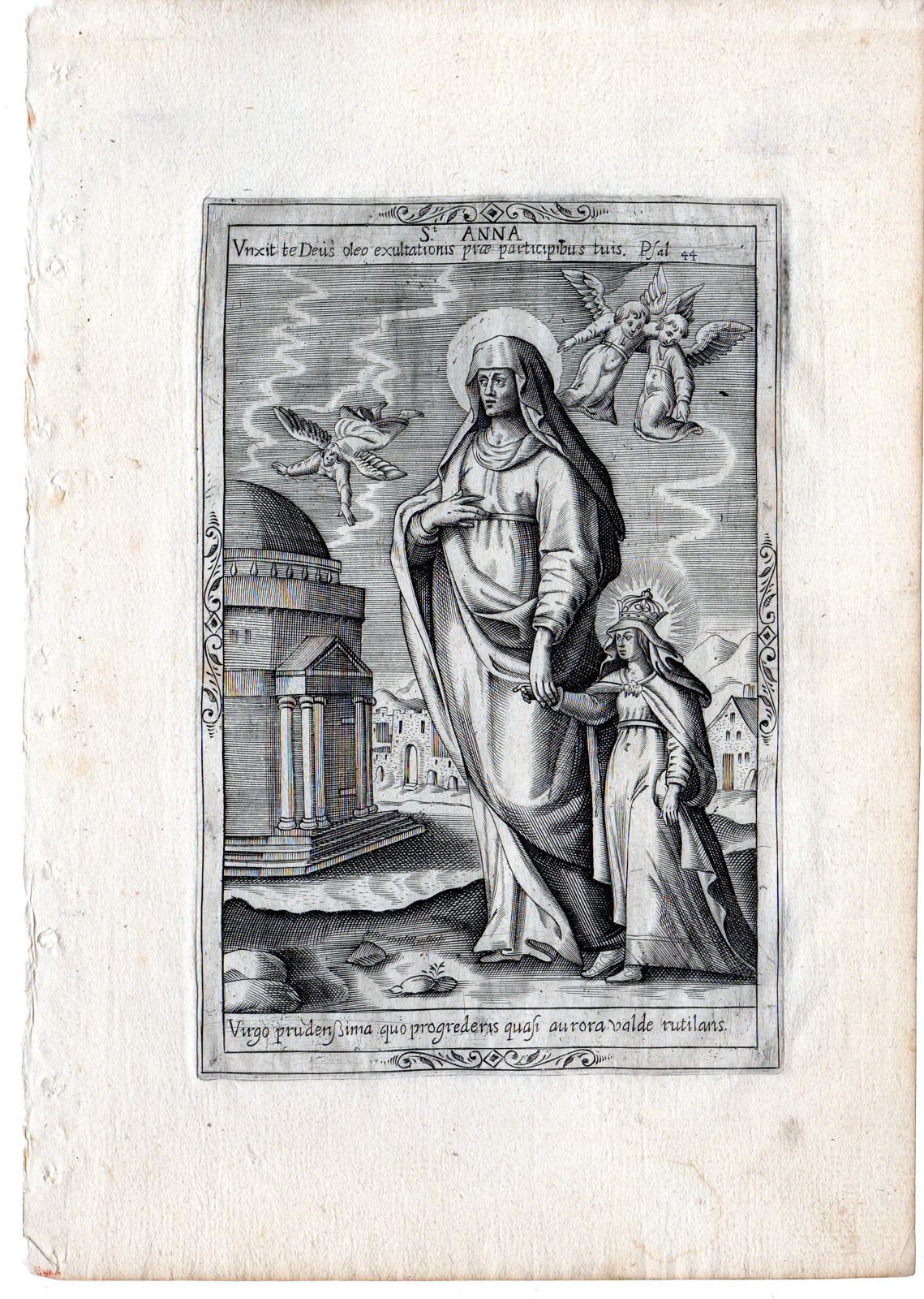 , Antique Master Print-PORTRAIT-SAINT ANNE-VIRGIN MARY-RELIGION-HOLY-Wierix-c.1650, Pictura Antique Prints