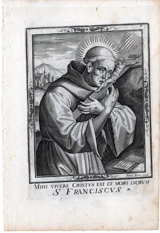 Antique Master Print-SAINT FRANCIS-ASSISI-FRANCISCAN-CRUCIFIX-Wierix-c.1650