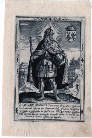 Antique Master Print-CHARLEMAIGN-SAINT CHARLES THE GREAT-KING-Wierix-c.1650