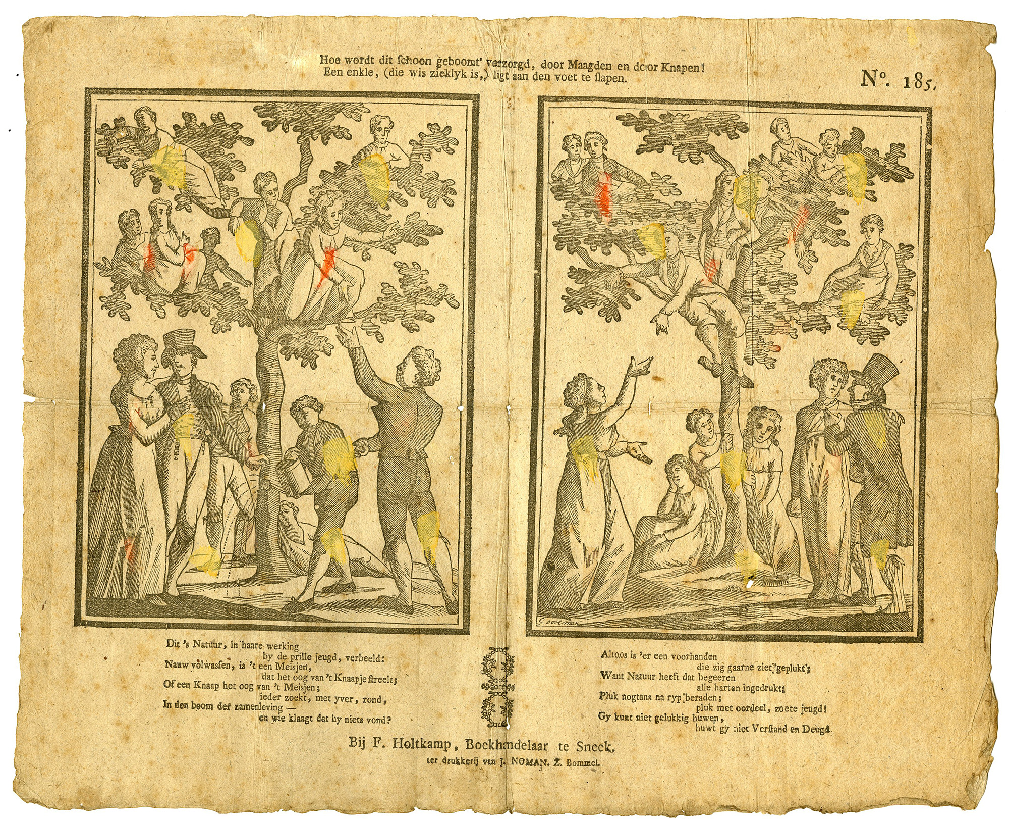 Pictura 13657 416x337 Antique Print-VRIJERS-VRIJSTERSBOOM-DUTCH-FOLK-PRINT-COURTSHIP-Oortman-1806–1830