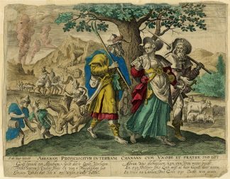 Antique Master Print-ABRAHAM-DEPARTURE-CANAAN-BIBLICAL-Collaert-De Vos-1724&ndash;1751