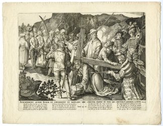 Antique Master Print-CHRIST-CARRYING-CROSS-CALVARY-RELIGIOUS-De Bruyn-1679–1702
