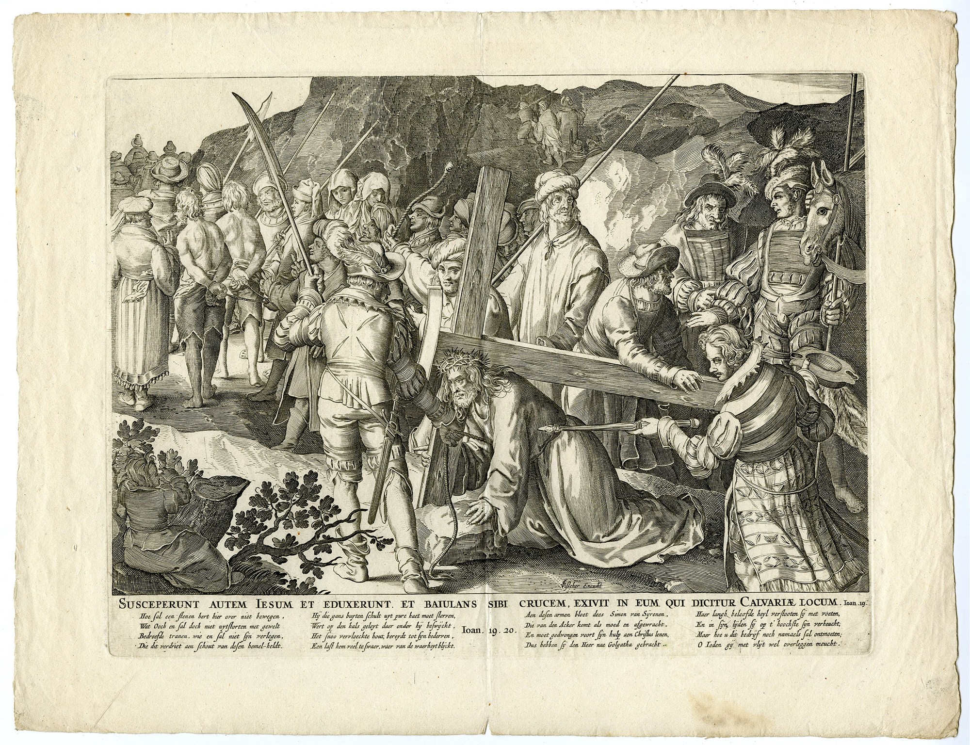 Pictura 13663 416x319 Antique Master Print-CHRIST-CARRYING-CROSS-CALVARY-RELIGIOUS-De Bruyn-1679–1702
