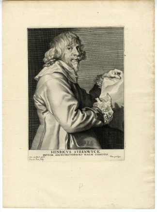 Antique Master Print-HENDRIK-VAN-STEENWIJCK-PORTRAIT-Pontius-Van Dyck-1645–1646