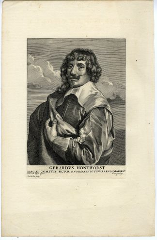 Antique Master Print-PORTRAIT-GERARD-HONTHORST-Pontius-Van Dyck-ca. 1650