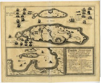 Antique Map-ILES -LERINS-ST-MARGARITE-ST-HONORAT-FRANCE-Merian-1637