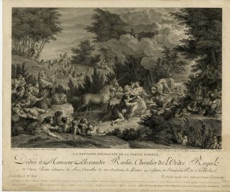 Antique Master Print-FOUNTAIN-ENCHANTED-TRUTH-LOVE-UNICORN-Macret-Cochin-1783