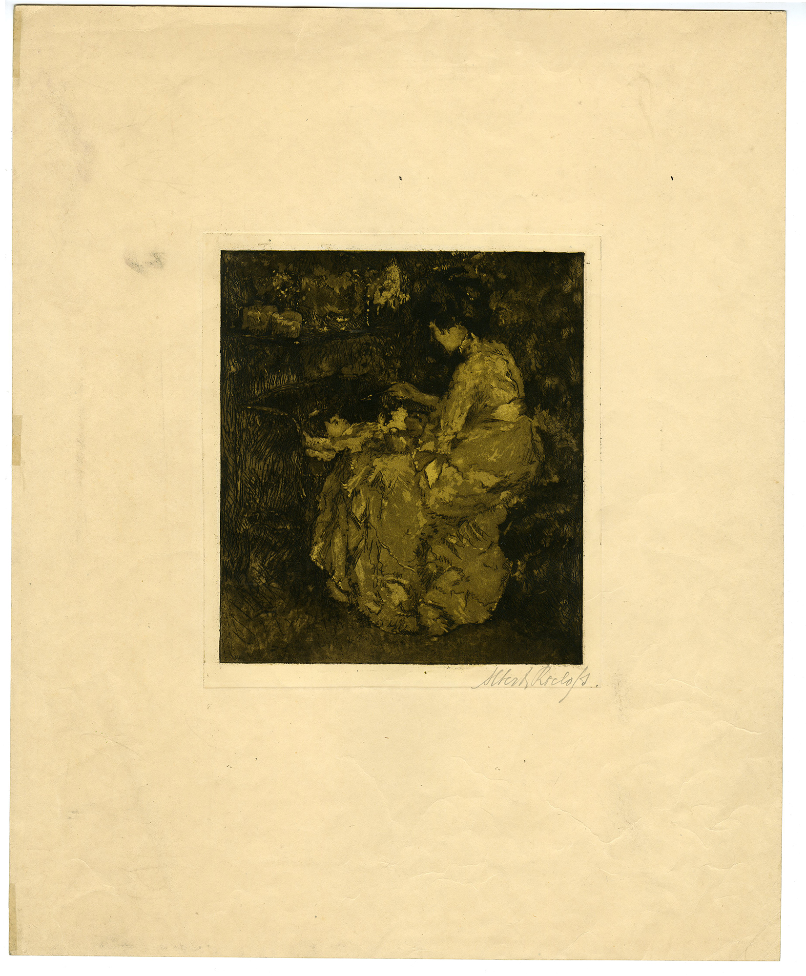 Pictura 13707 416x504 Antique Master Print-MOTHER-CHILD-LANDSCAPE-Roelofs-c. 1900-1920 - Image 2