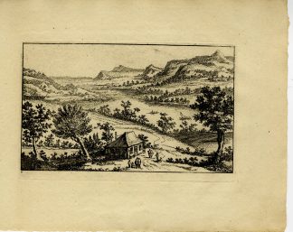 Antique Master Print-HOUSE-RIVERBANK-RIVER-LANDSCAPE-VALLEY-Van Almeloveen-1810