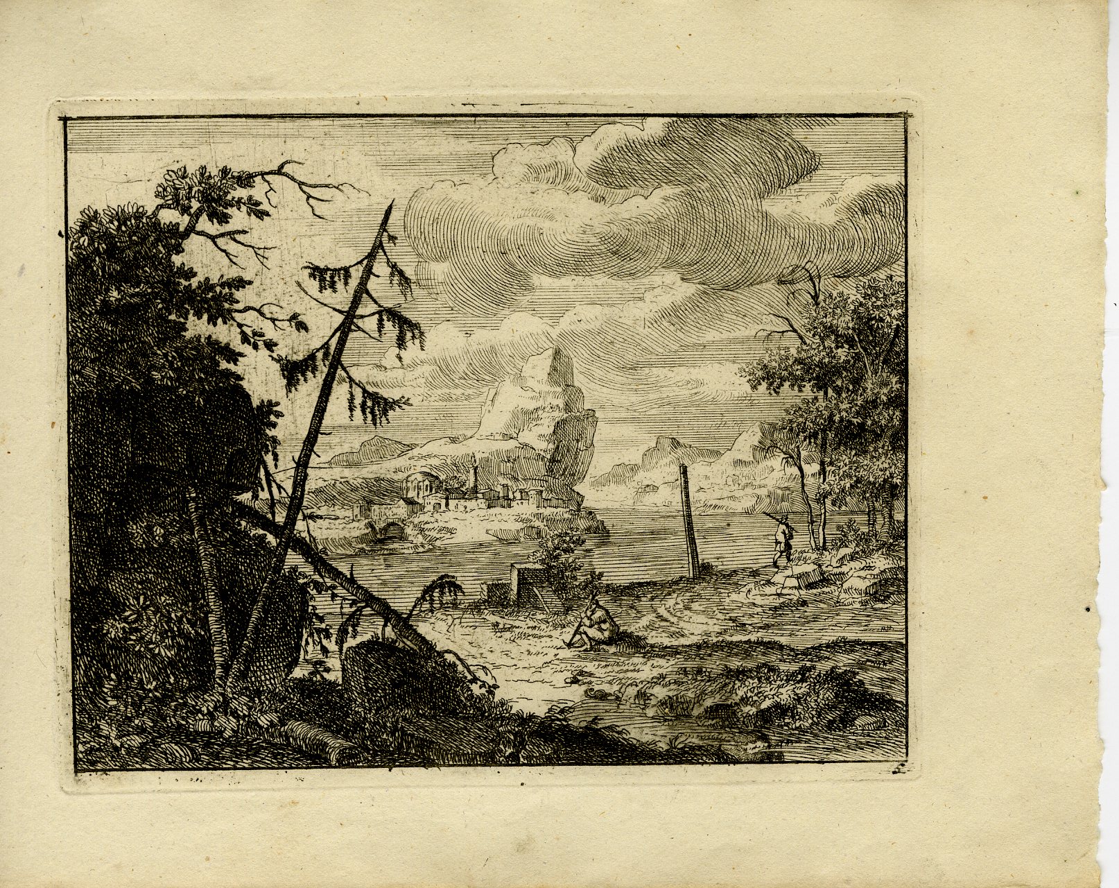 Pictura 13718 416x330 Antique Master Print-RIVER-ITALIANATE LANDSCAPE-ROCK-Boudewyns-vd Meulen-1810