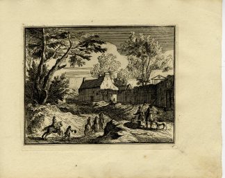 Antique Master Print-BEGGAR-WALLED-BUILDINGS-VILLAGE-Genoels-Van der Meulen-1815