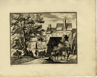 Antique Master Print-CITY-GATE-HORSE-WAGON-MANOR-Genoels-Van der Meulen-1811