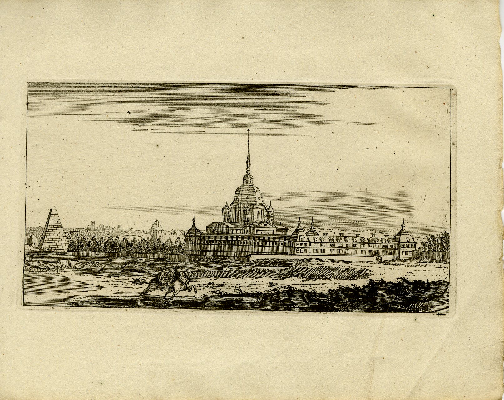 Pictura 13727 416x330 Antique Master Print-PALACE-PYRAMID-RIDER-TOWN-VIEW-Le Clerc-1810